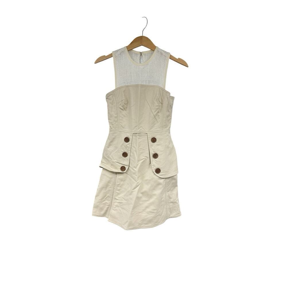 Lam‎ Gia Khang Khaki Trench Coat Inspired Dress High Neck Minimalist Womens 0/2